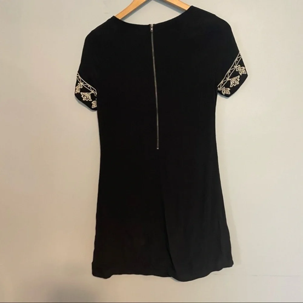 LULUS Tale to Tell Beige & Black Embroidered Dress